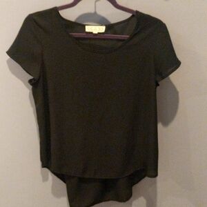 Pink Rose black short sleeve t-shirt style blouse. Size medium